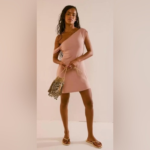 Free People Beach Womens Cora Mini Summer Dress in Soft Pink Size Large - Picture 1 of 11